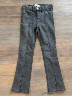 Girls 11-12 Abercrombie Dark Gray Slit Hem Jeans